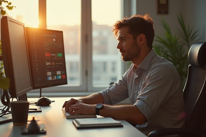 Человек ищет как найти дело жизни: рабочий стол с заметками и планами при вечернем освещении