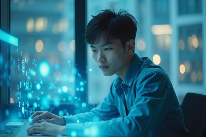 Топ приложений для тайм-менеджмента 2025: человек работает с современными приложениями для планирования задач