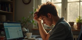 Управление прокрастинацией: Мой эксперимент на 7 дней Человек за рабочим столом практикует управление прокрастинацией, используя методы тайм-менеджмента