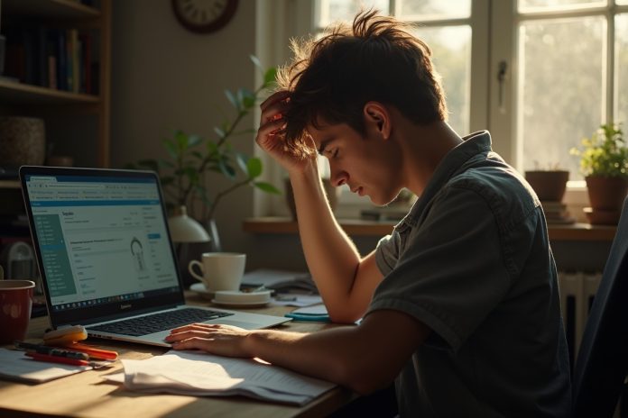 Человек за рабочим столом практикует управление прокрастинацией, используя методы тайм-менеджмента