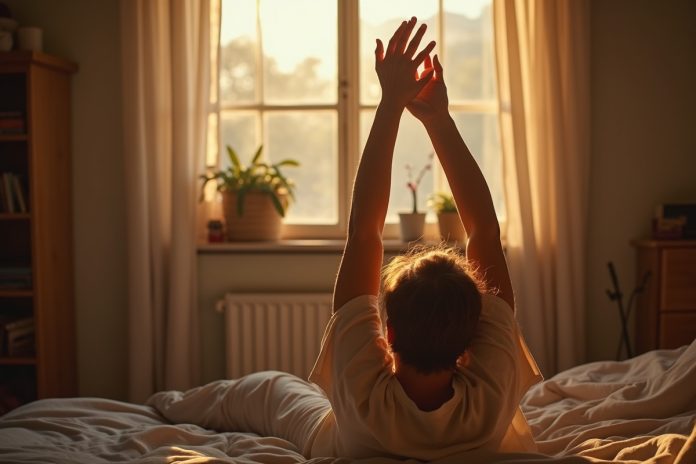 Человек делает утреннюю зарядку: физическая активность против лени в действии