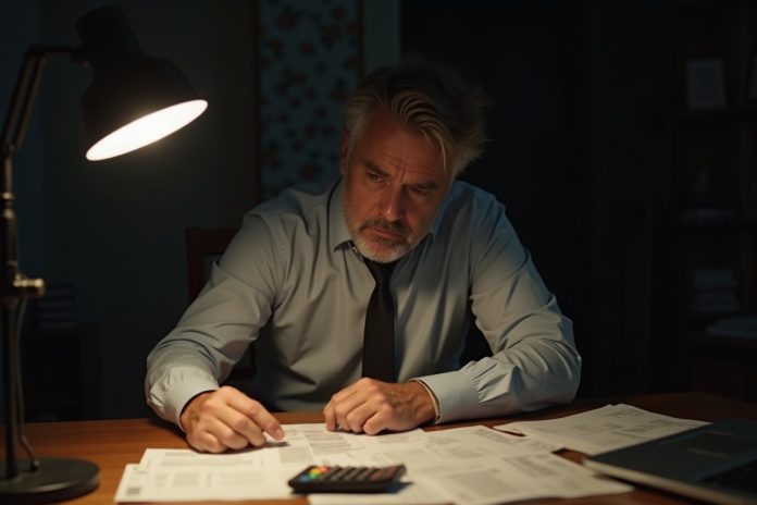 Мужчина за рабочим столом изучает документы, показывая как выйти из долгов с помощью грамотного планирования