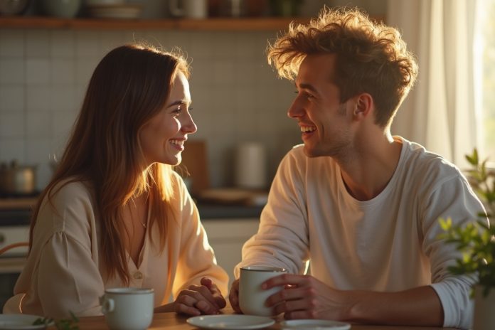5 лет брака: как мы сохранили отношения через кризис - пара за утренним кофе делится интимным моментом