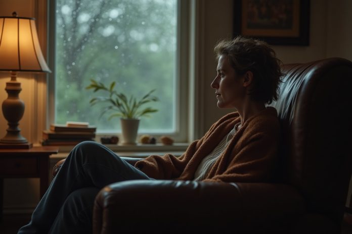 Человек в момент внутреннего роста: задумчивый взгляд в окно, уютная атмосфера для самопознания