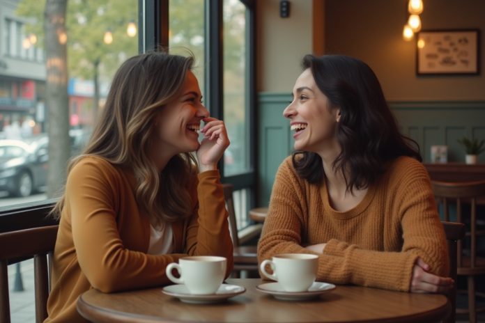 Две подруги за душевной беседой показывают, как справиться со стрессом с помощью общения с друзьями