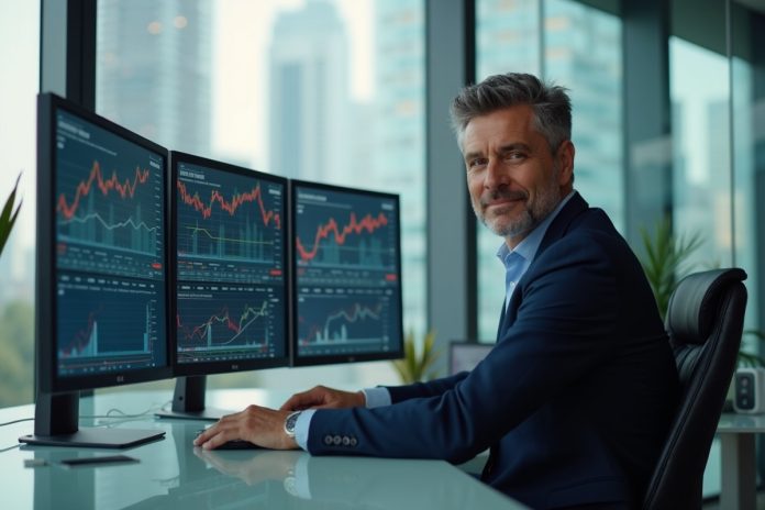 Что такое индивидуальный инвестиционный счет и как его открыть: бизнесмен анализирует финансовые графики за рабочим столом