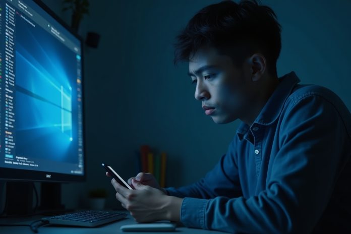 Надежный кошелек для криптовалюты: человек изучает аппаратный криптокошелек в современном домашнем офисе