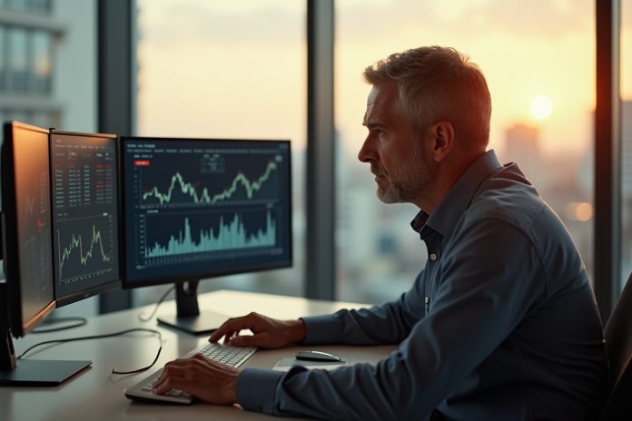 Основы инвестирования для начинающих с нуля: бизнесмен анализирует финансовые графики в современном офисе