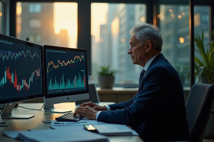 Фундаментальный анализ акций для начинающих инвесторов: бизнесмен анализирует финансовые графики за рабочим столом