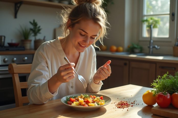 Разрушаем мифы о здоровом питании: женщина готовит полезную еду на светлой кухне