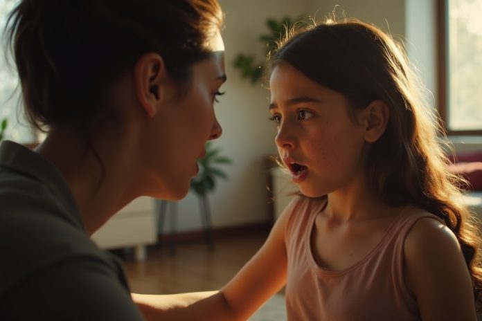 Диктат родителей: напряженный момент конфронтации между матерью и дочерью-подростком в домашней обстановке